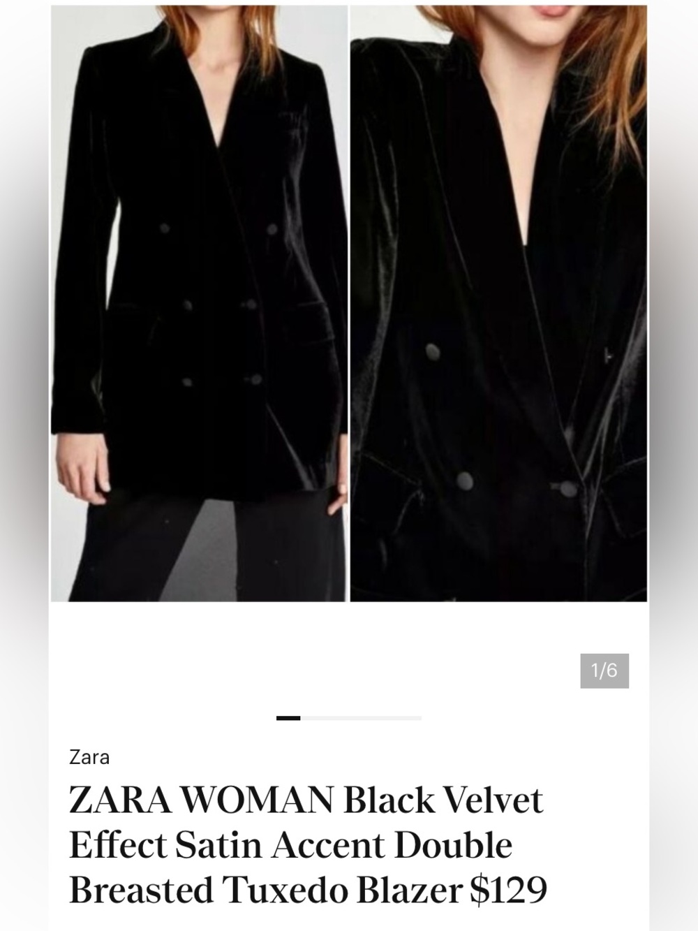 Zara Double-Breasted Silky Velvet Oversized Blazer / Dress Bloggers L
